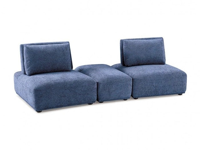 Stavanger Blue 2-Seater w/Rect. Ottoman - Ornate Home