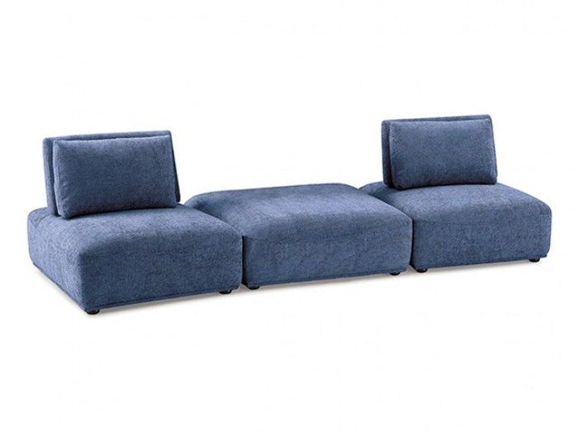 Stavanger Blue 2-Seater w/Square Ottoman - Ornate Home