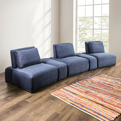 Stavanger Blue Curved 3-Seater - Ornate Home