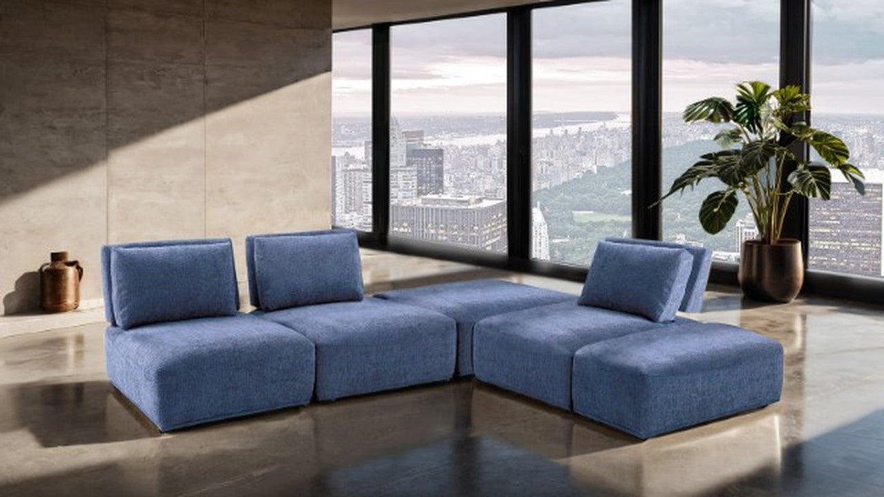 Stavanger Blue L-Sectional - Ornate Home