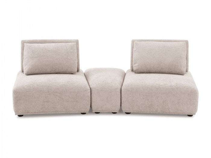 Stavanger Light Brown 2-Seater  w/Ottoman - Ornate Home