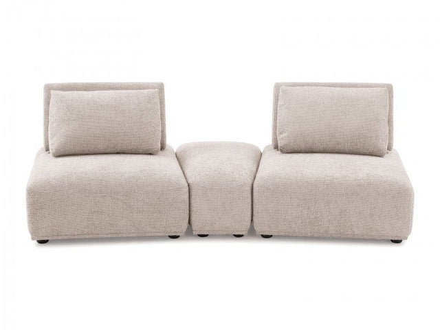 Stavanger Light Brown 2-Seater  w/Ottoman - Ornate Home