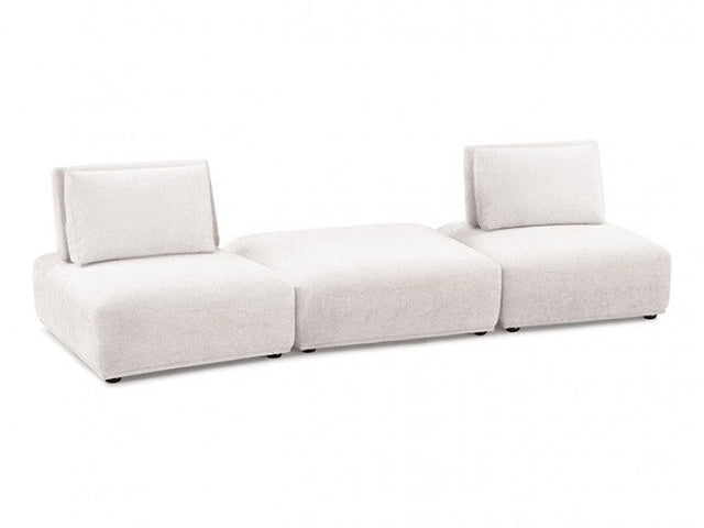 Stavanger White 2-Seater w/Square Ottoman - Ornate Home