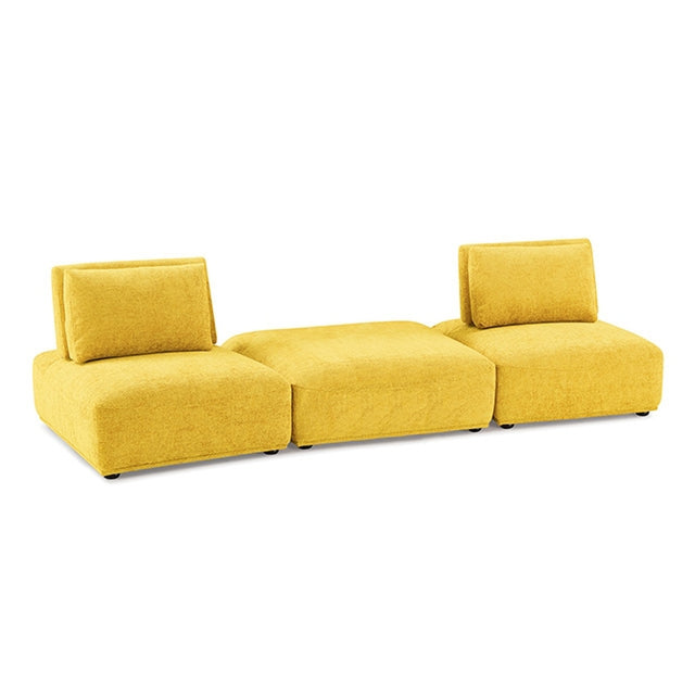 Stavanger Yellow 2-Seater w/ Square Ottoman - Ornate Home