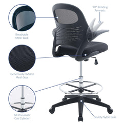 Stealth Black Drafting Chair - Ornate Home