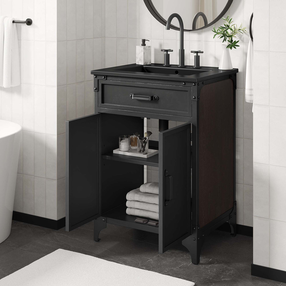 Steamforge Black 24" Bathroom Vanity - Ornate Home