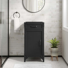 Steamforge Black/Walnut 18" Bathroom Vanity Cabinet (Sink Basin Not Included) - Ornate Home