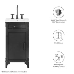 Steamforge Black/Walnut 18" Bathroom Vanity Cabinet (Sink Basin Not Included) - Ornate Home