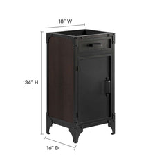 Steamforge Black/Walnut 18" Bathroom Vanity Cabinet (Sink Basin Not Included) - Ornate Home