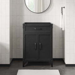 Steamforge Black/Walnut 24" Bathroom Vanity Cabinet (Sink Basin Not Included) - Ornate Home