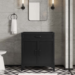 Steamforge Black/Walnut 30" Bathroom Vanity Cabinet (Sink Basin Not Included) - Ornate Home