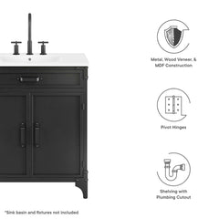 Steamforge Black/Walnut 30" Bathroom Vanity Cabinet (Sink Basin Not Included) - Ornate Home