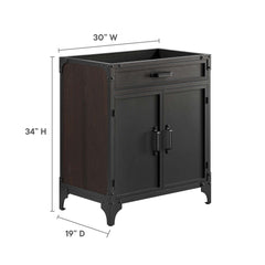 Steamforge Black/Walnut 30" Bathroom Vanity Cabinet (Sink Basin Not Included) - Ornate Home
