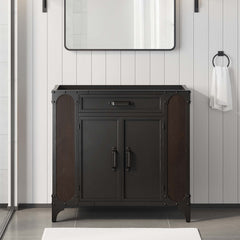 Steamforge Black/Walnut 36" Bathroom Vanity Cabinet (Sink Basin Not Included) - Ornate Home
