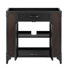 Steamforge Black/Walnut 36" Bathroom Vanity Cabinet (Sink Basin Not Included) - Ornate Home