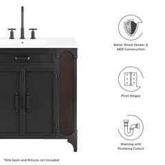 Steamforge Black/Walnut 36" Bathroom Vanity Cabinet (Sink Basin Not Included) - Ornate Home