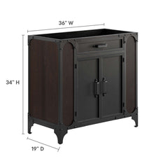 Steamforge Black/Walnut 36" Bathroom Vanity Cabinet (Sink Basin Not Included) - Ornate Home