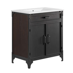 Steamforge White/Black 30" Bathroom Vanity - Ornate Home