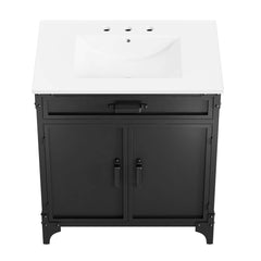 Steamforge White/Black 30" Bathroom Vanity - Ornate Home
