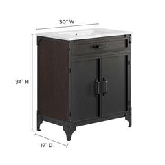 Steamforge White/Black 30" Bathroom Vanity - Ornate Home