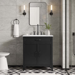 Steamforge White/Black 30" Bathroom Vanity - Ornate Home