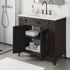 Steamforge White/Black 36" Bathroom Vanity - Ornate Home