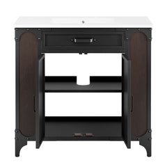 Steamforge White/Black 36" Bathroom Vanity - Ornate Home