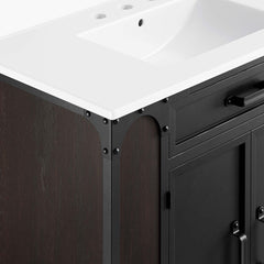 Steamforge White/Black 36" Bathroom Vanity - Ornate Home