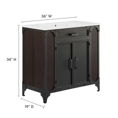 Steamforge White/Black 36" Bathroom Vanity - Ornate Home