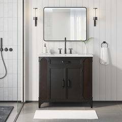 Steamforge White/Black 36" Bathroom Vanity - Ornate Home