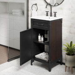 Steamforge White black 18" Bathroom Vanity - Ornate Home