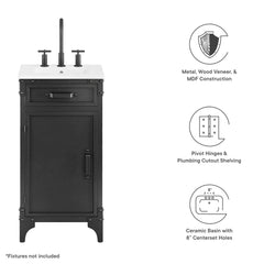 Steamforge White black 18" Bathroom Vanity - Ornate Home