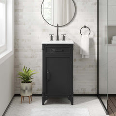 Steamforge White black 18" Bathroom Vanity - Ornate Home