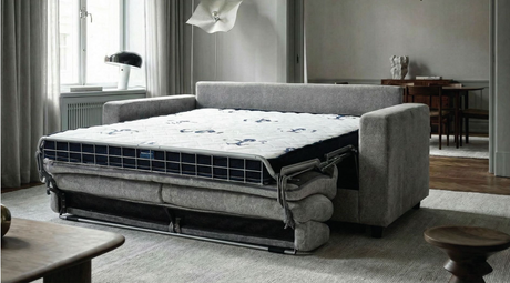 Stearns & Foster Atillio Grey Queen Sleeper Sofa w/Memory Foam Mattress - Ornate Home