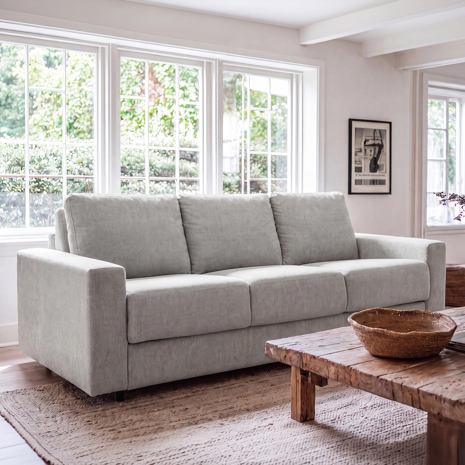 Stearns & Foster Leonardo Grey Queen Sleeper Sofa w/ 8” Hybrid Mattress - Ornate Home