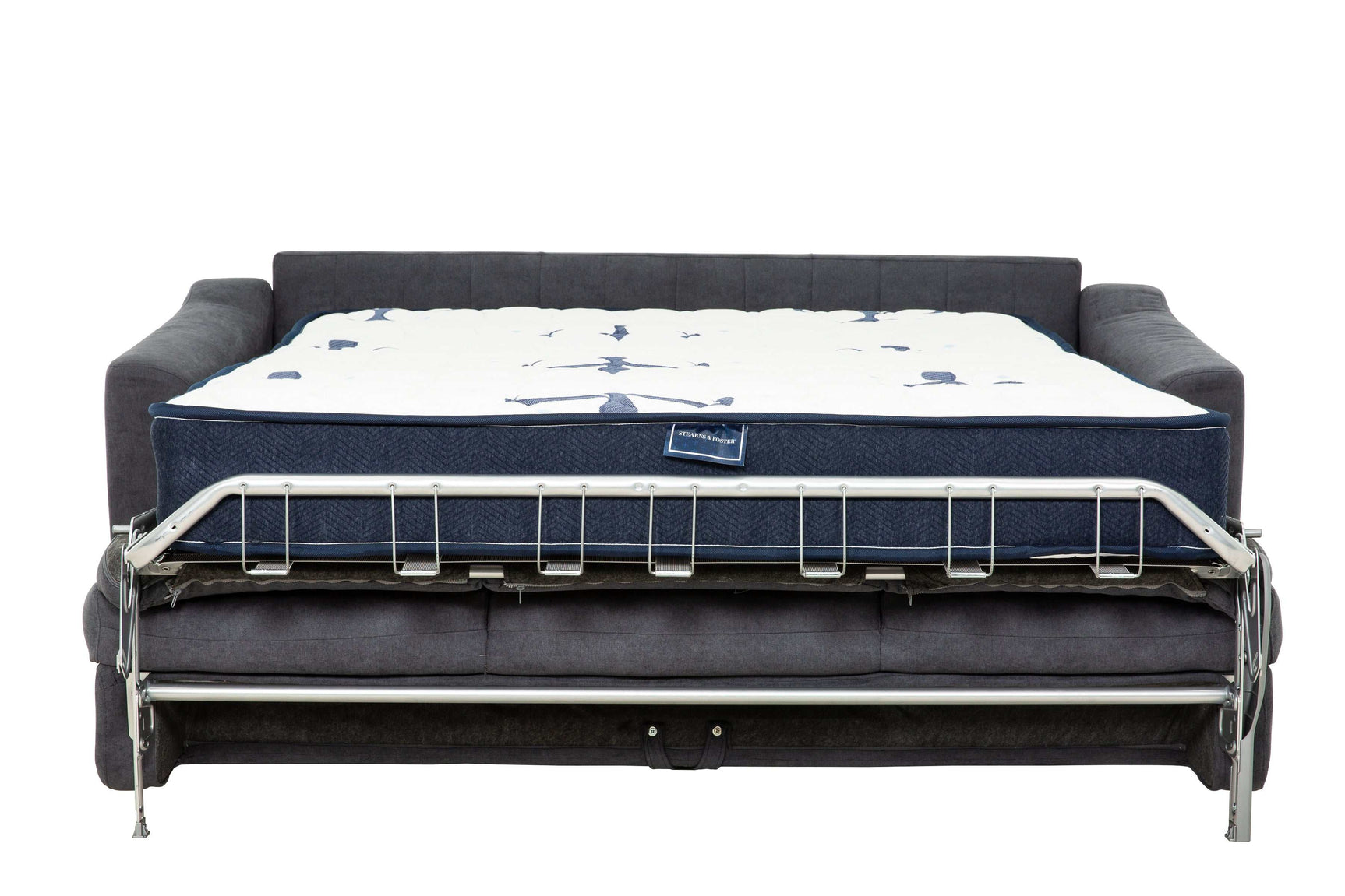 Stearns & Foster® Luca Dark Grey Queen Sleeper Sofa w/ Pocket Coil Mattress - Ornate Home