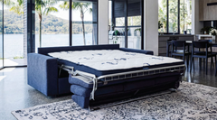 Stearns & Foster® Paolo Deep Blue Queen Sleeper Sofa w/ Memory Foam Mattress - Ornate Home