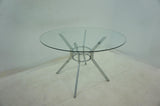 Steele Chrome 48-inch Round Glass Top Dining Table - Ornate Home