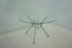 Steele Chrome 48-inch Round Glass Top Dining Table - Ornate Home