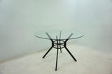 Steele Matte Black 48-inch Round Glass Top Dining Table - Ornate Home