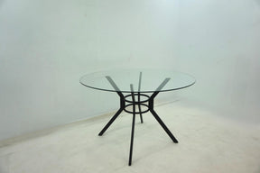 Steele Matte Black 48-inch Round Glass Top Dining Table - Ornate Home