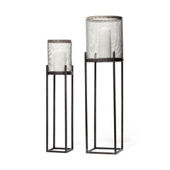 Steen Black Meshed Metal Candle Holder Lanterns (Set of 2) - Ornate Home