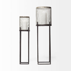 Steen Black Meshed Metal Candle Holder Lanterns (Set of 2) - Ornate Home