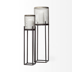 Steen Black Meshed Metal Candle Holder Lanterns (Set of 2) - Ornate Home