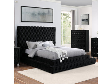 Stefania Black Queen Platform Bed - Ornate Home
