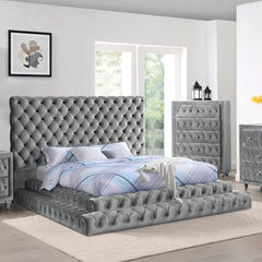Stefania Gray 5 Pc. Queen Bedroom Set w/ Chest - Ornate Home