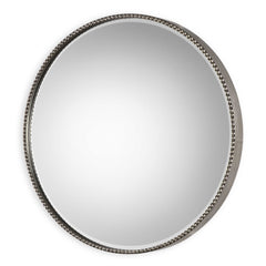Stefania Silver Beaded Round Mirror - Ornate Home