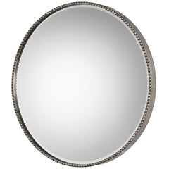 Stefania Silver Beaded Round Mirror - Ornate Home