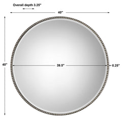 Stefania Silver Beaded Round Mirror - Ornate Home
