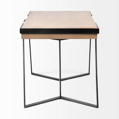 Steinbeck Light Brown Wooden Iron Frame Office Desk - Ornate Home